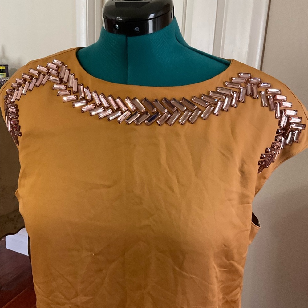 Paper White jeweled blouse size 14